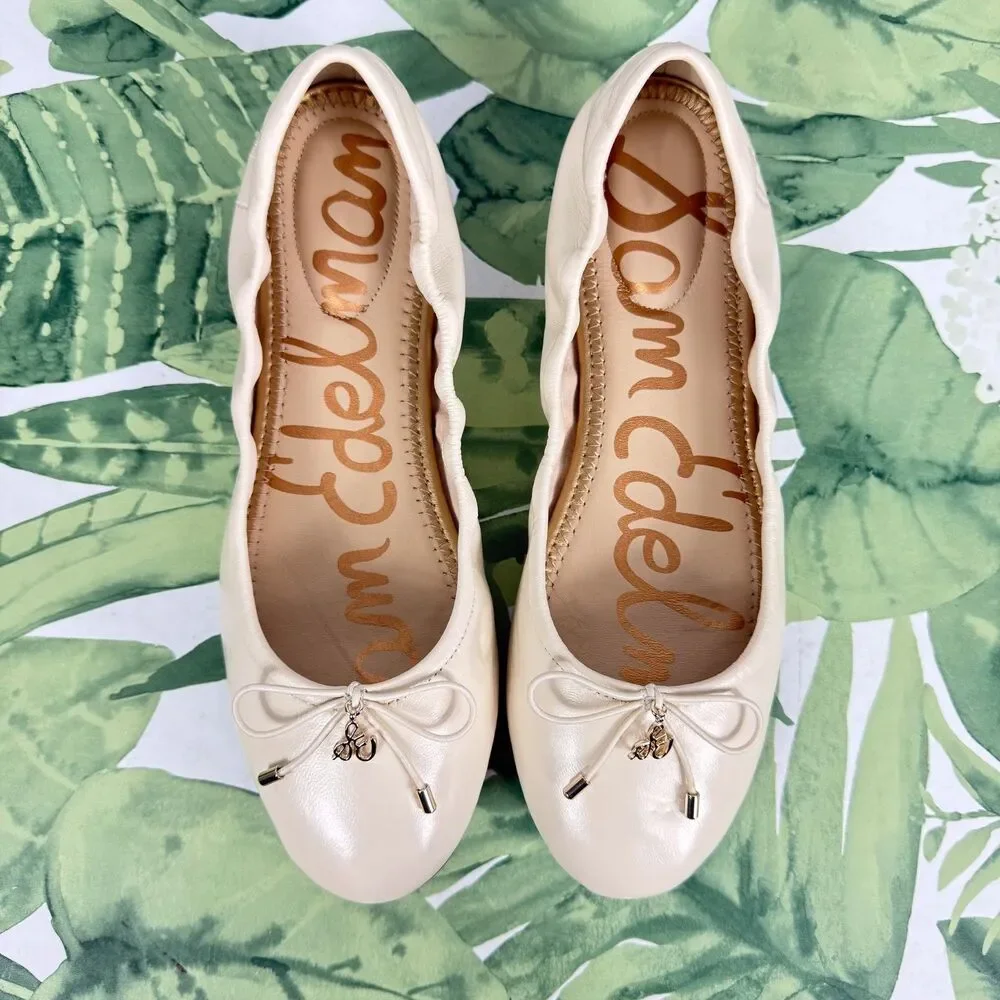 SAM EDELMAN NEW Felicia Ivory Leather Ballet Flat - Picture 3 of 16